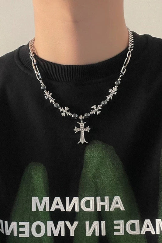 Cross Kette mit Perlen & Strass