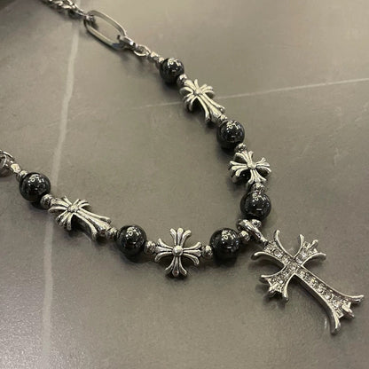 Cross Kette mit Perlen & Strass