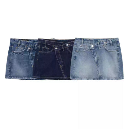 Viraler Asymmetrischer Jeans Rock
