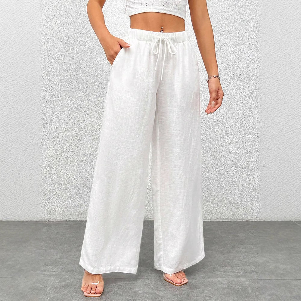 Weite Leinenhose in Weiß