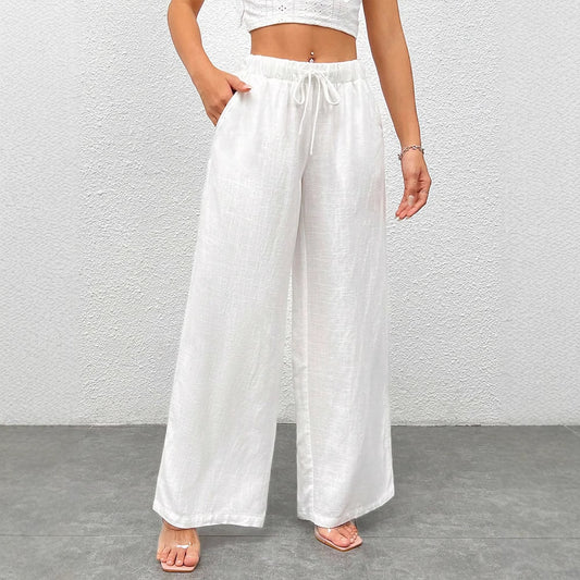 Weite Leinenhose in Weiß