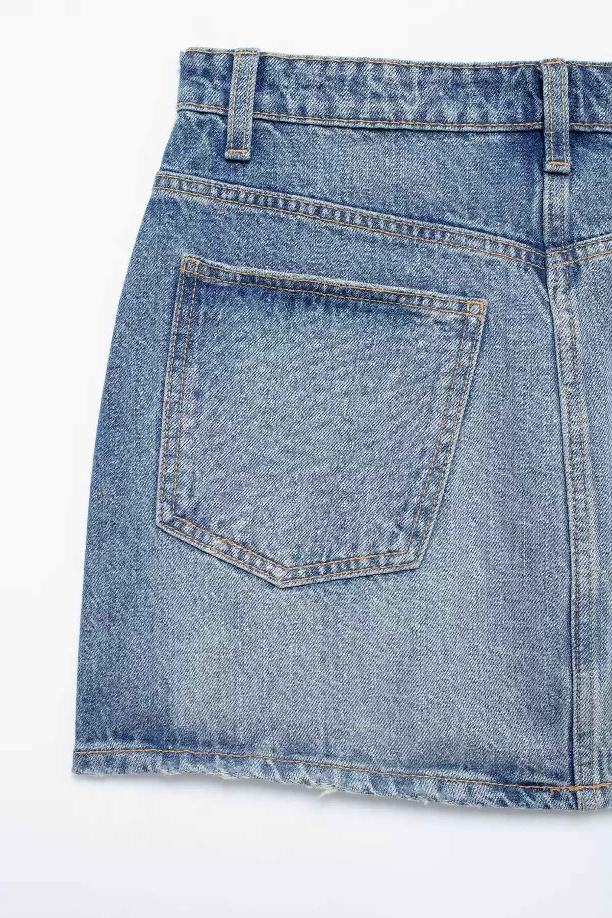 Viraler Asymmetrischer Jeans Rock
