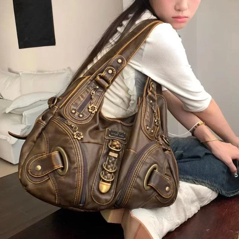 Retro Leather Tote Bag