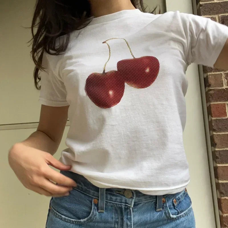 Cherry Print Crop Top