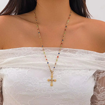 Crystal Chain Cross Necklace