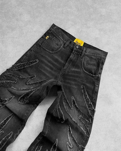 Wide Leg Patterned Jeans