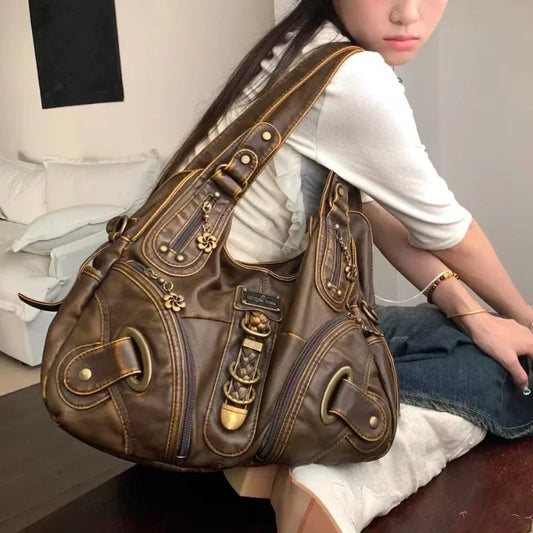 Retro Leather Tote Bag